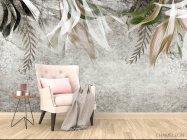 Фотообои Листья на бетоне - 4