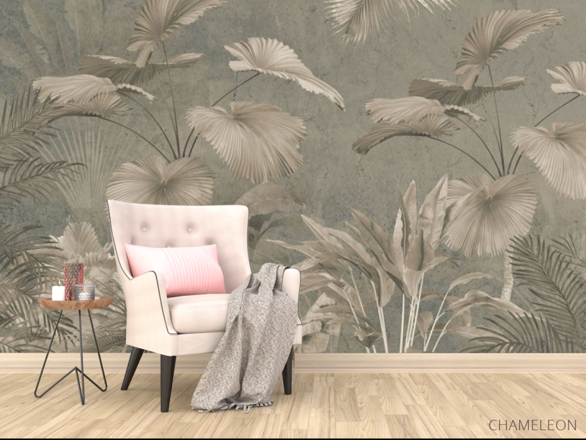 Фотообои Тропические листья в коричневом цвете - 4