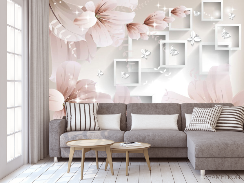 Фотообои  Абстрактные обьемные цветы - 3