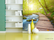 Фотошпалери дерев'яна доріжка в лісі - 3