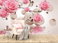 ФотообоиРозовые розы и 3д сферы - 4