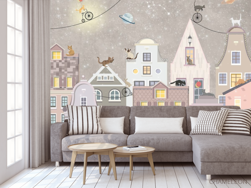 Фотообои Домики с котиками - 3