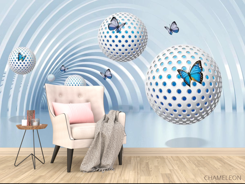 Фотообои Сферы с бабочками - 4