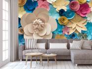Фотообои разноцветные буажные цветы - 3