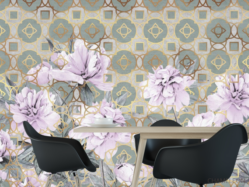 Фотошпалери півонії і візерунок - 1