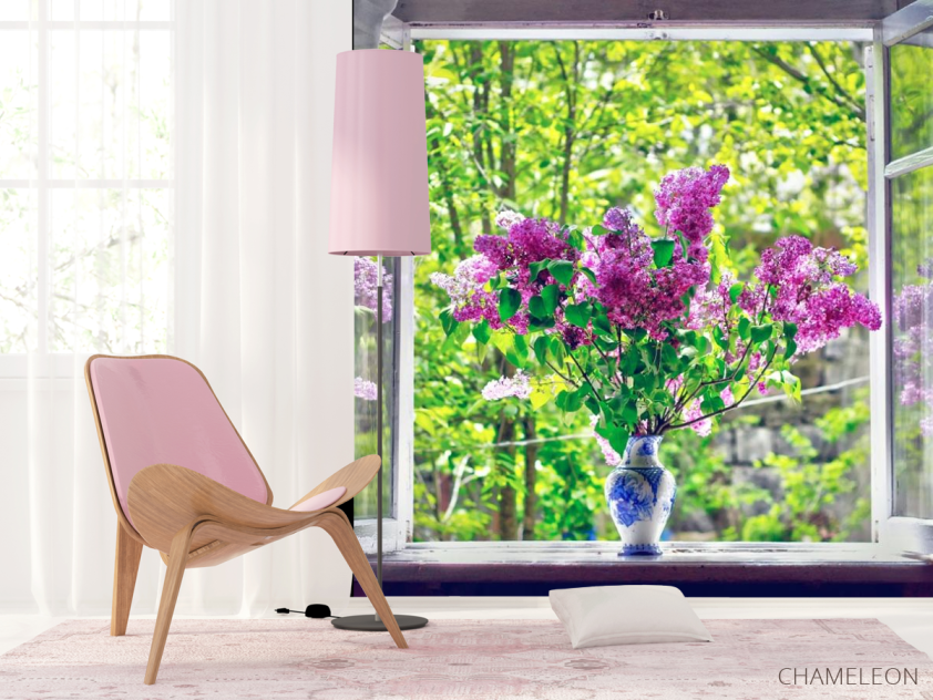 Фотошпалери бузок у вазі на вікні - 4