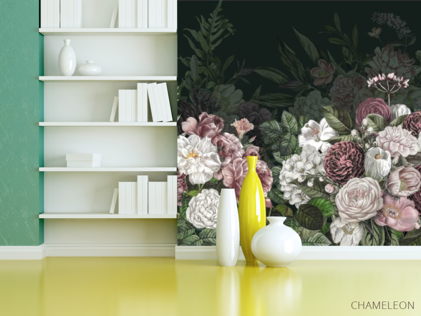 Фотошпалери темні вінтажні квіти - 3