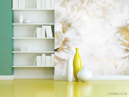 Фотошпалери білі квіти з золотом - 3