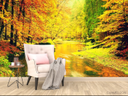 Фотообои желтый осенний лес - 4