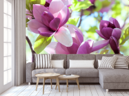 Фотообои бело-фиолетовые цветы на дереве - 3