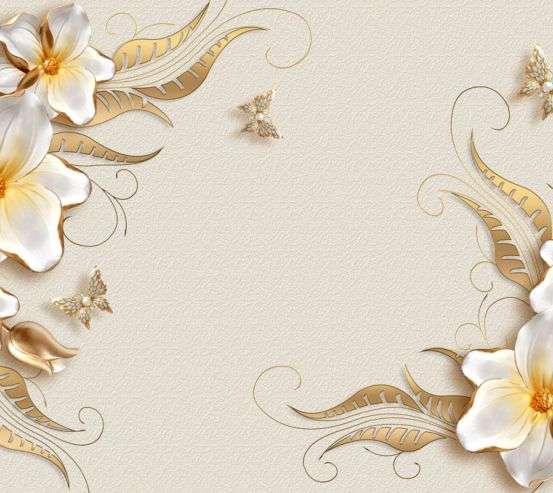 Фотообои Золотые цветы 3д 23937