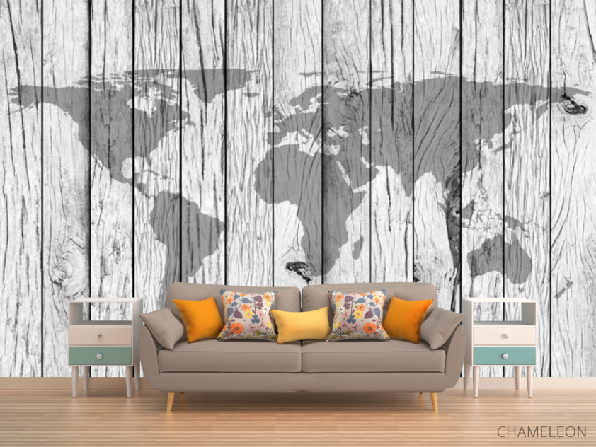 Фотообои Карта на фоне дерева - 1