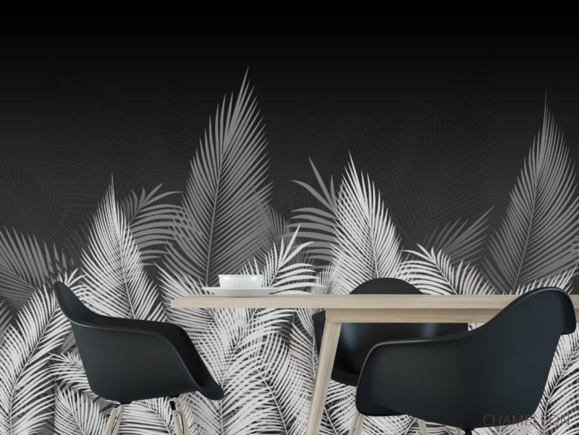 Фотошпалери листя в сірих відтінках - 1