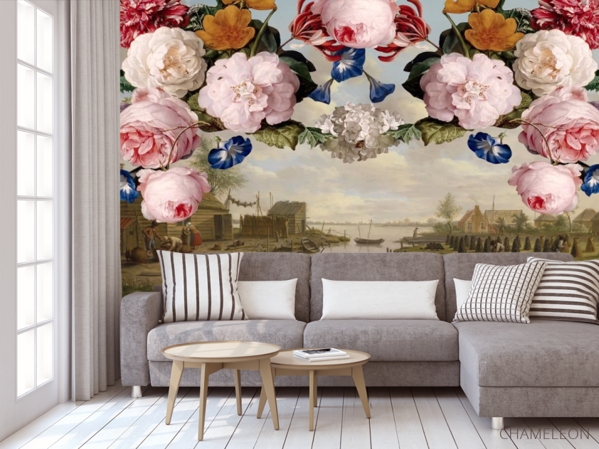 Фотообои Винтажный принт с цветами - 3