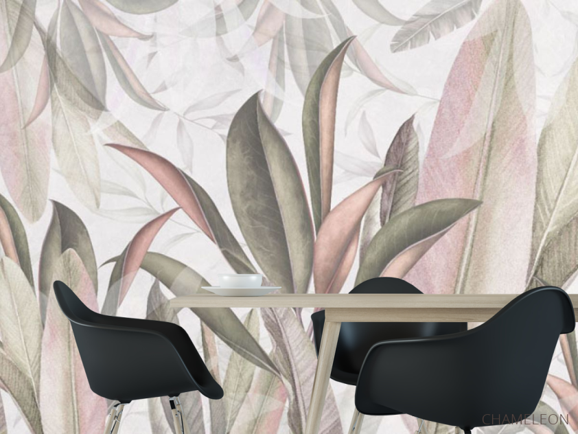 Фотошпалери Тропічні листя в рожевому відтінку - 1