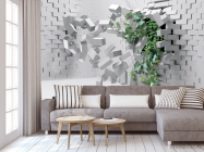 Фотообои Кирпичная стена с цветком - 3