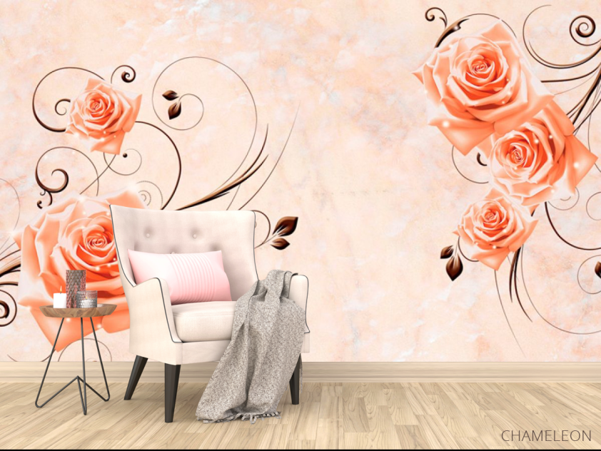 Фотообои 3D розы на нежном фоне - 4