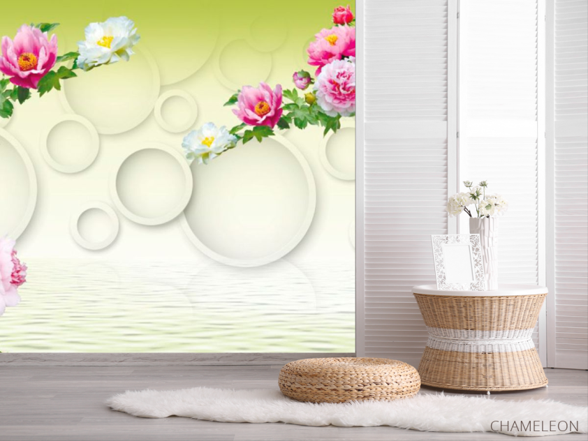 Фотошпалери 3д квіти з кільцями - 2