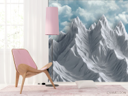 Фотошпалери 3Д гори блакитні з небом - 4