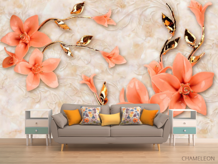 Фотообои современные 3D Стерео цветы - 1