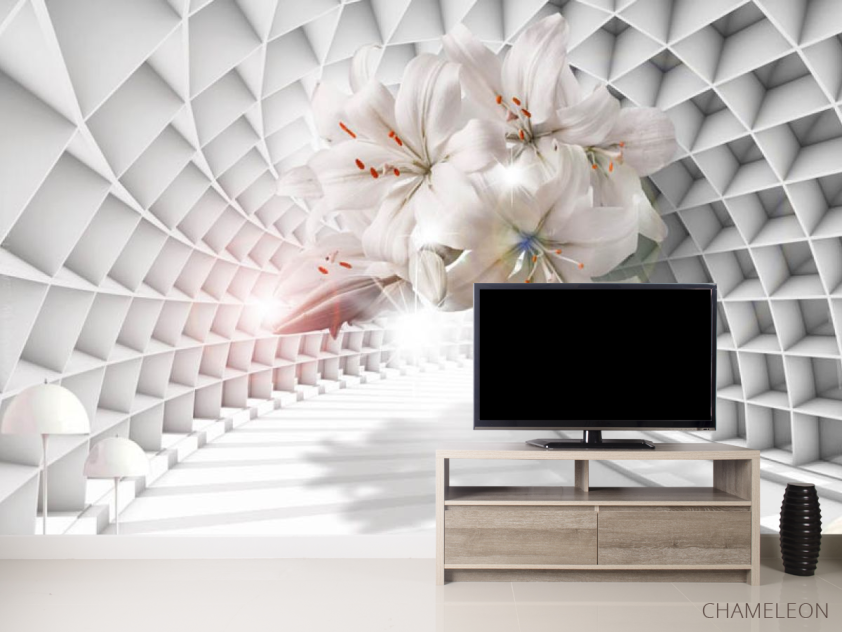 Фотообои 3d лилии в тоннеле - 2