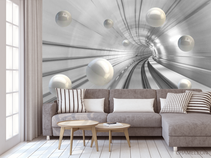 Фотообои 3д тоннель с шарами - 3