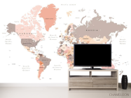 Фотообои Карта мира в пастельных тонах - 2