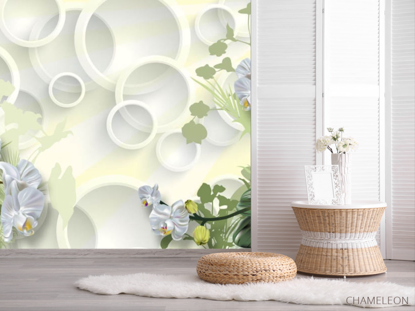 Фотошпалери квіти і кола 3д - 2