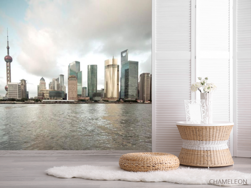 Фотошпалери Море, будинки, хмари - 2