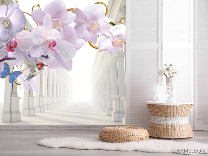 Фотошпалери 3d орхідея і коридор - 2