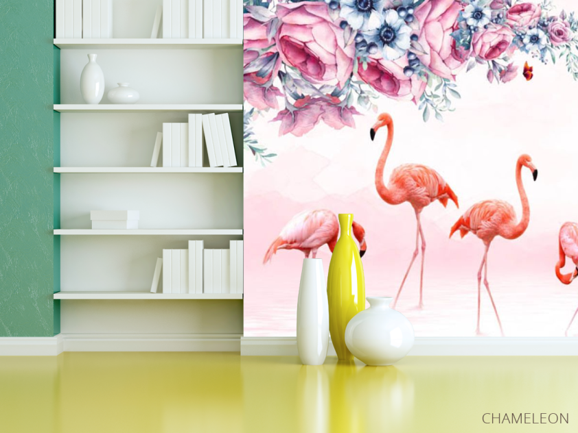 Фотошпалери фламінго квіти - 3