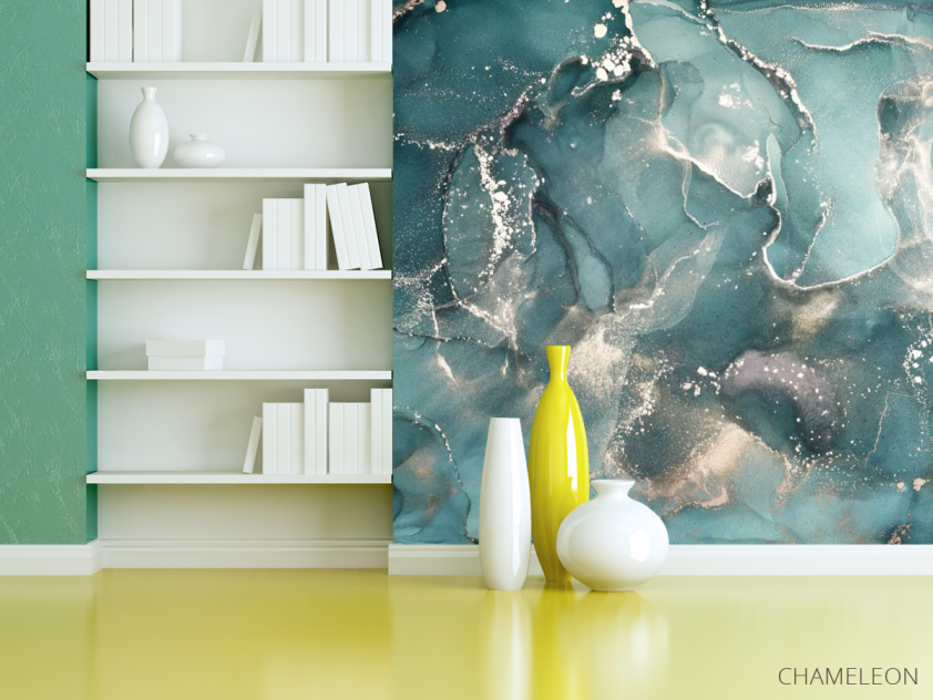 Фотошпалери Темний Fluid art в зелених відтінках - 3