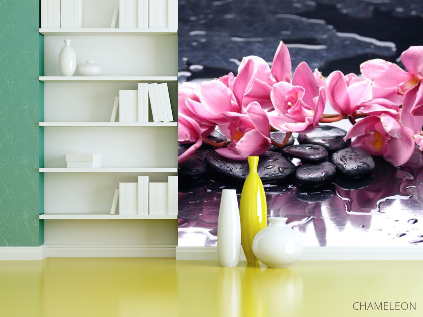 Фотошпалери Бузкові квіти і камені - 3