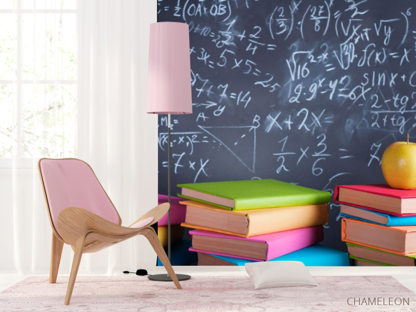 Фотошпалери Крейдована дошка та книги - 4