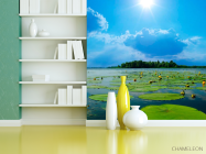 Фотошпалери Річка, хмари, кубушки - 3