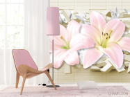 Фотошпалери Лілії 3д і цегла - 4