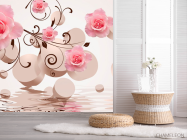 Фотошпалери 3D фігури з трояндами - 2