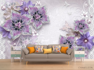 Фотообои 3d брошь+цветы - 1