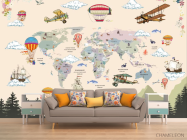 Фотообои Детская карта с горами и лесом - 1