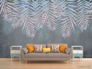 Фотообои Листья с потолка на сером - 1