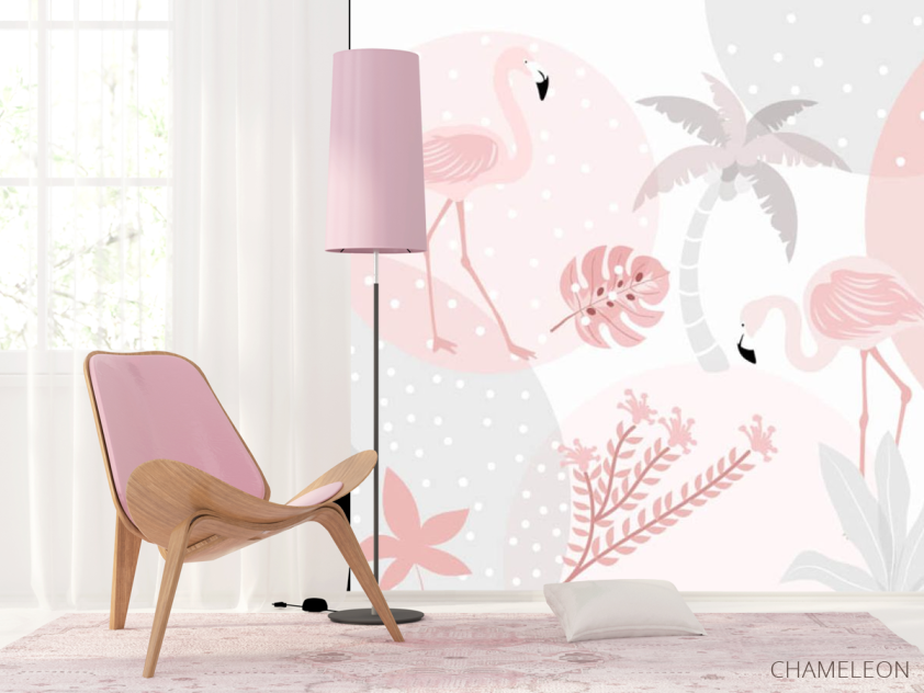 Фотошпалери фламінго і пальми - 4
