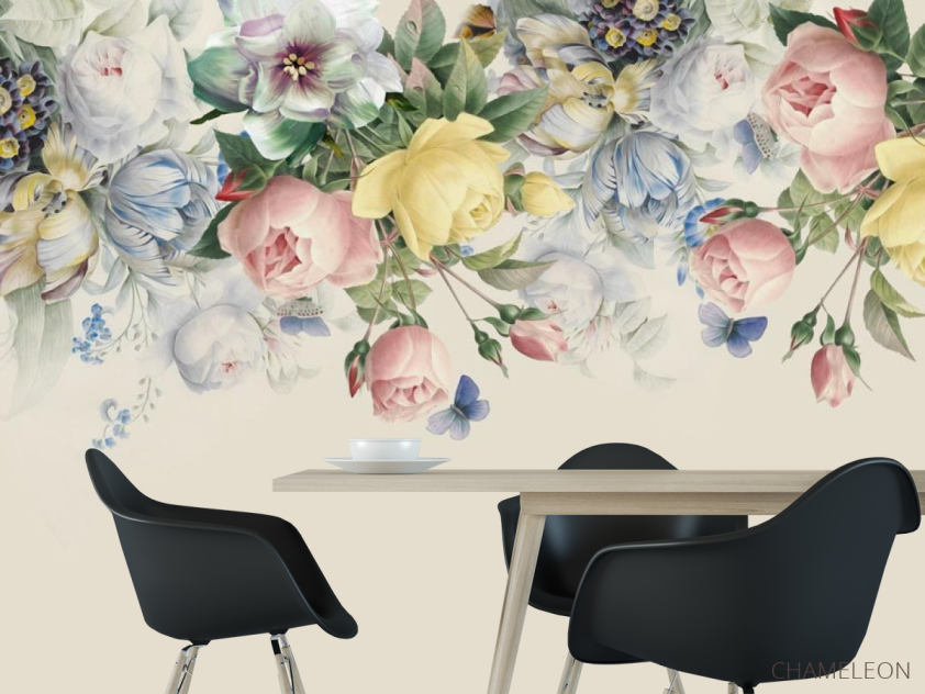 Фотошпалери Ніжні вінтажні квіти зі стелі - 1