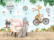 Фотообои Жирафик и домики - 4