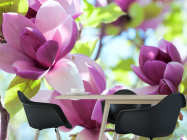 Фотошпалери біло-фіолетові квіти на дереві - 1