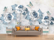 Фотообои 3d голубые розы - 1