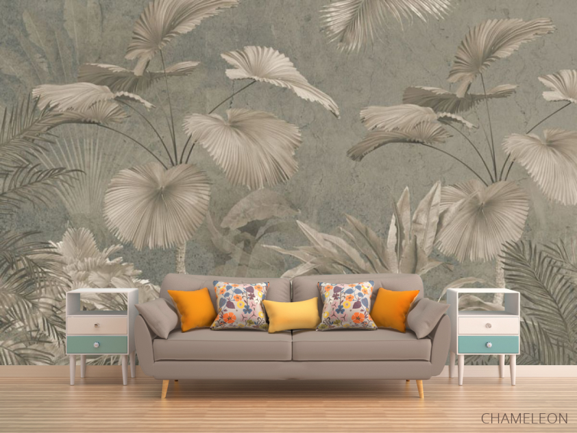 Фотообои Тропические листья в коричневом цвете - 1