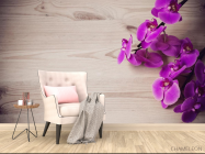 Фотообои фиолетовая орхидея на деревянном фоне - 4