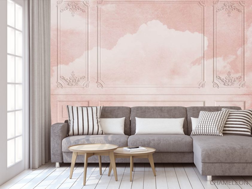 Фотообои 3д стена с розовым небом - 3