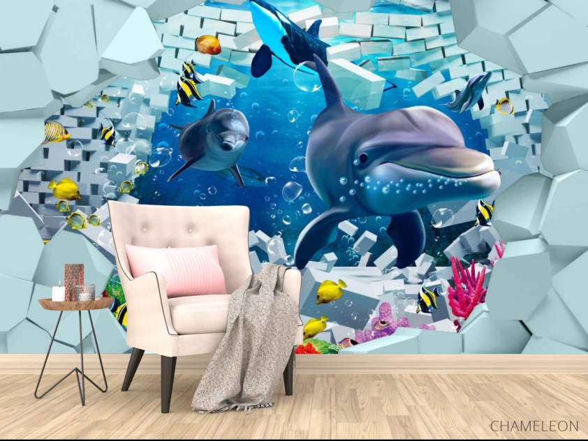 Фотообои 3д дельфины - 4