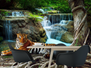 Фотошпалери тигр біля водоспаду - 1